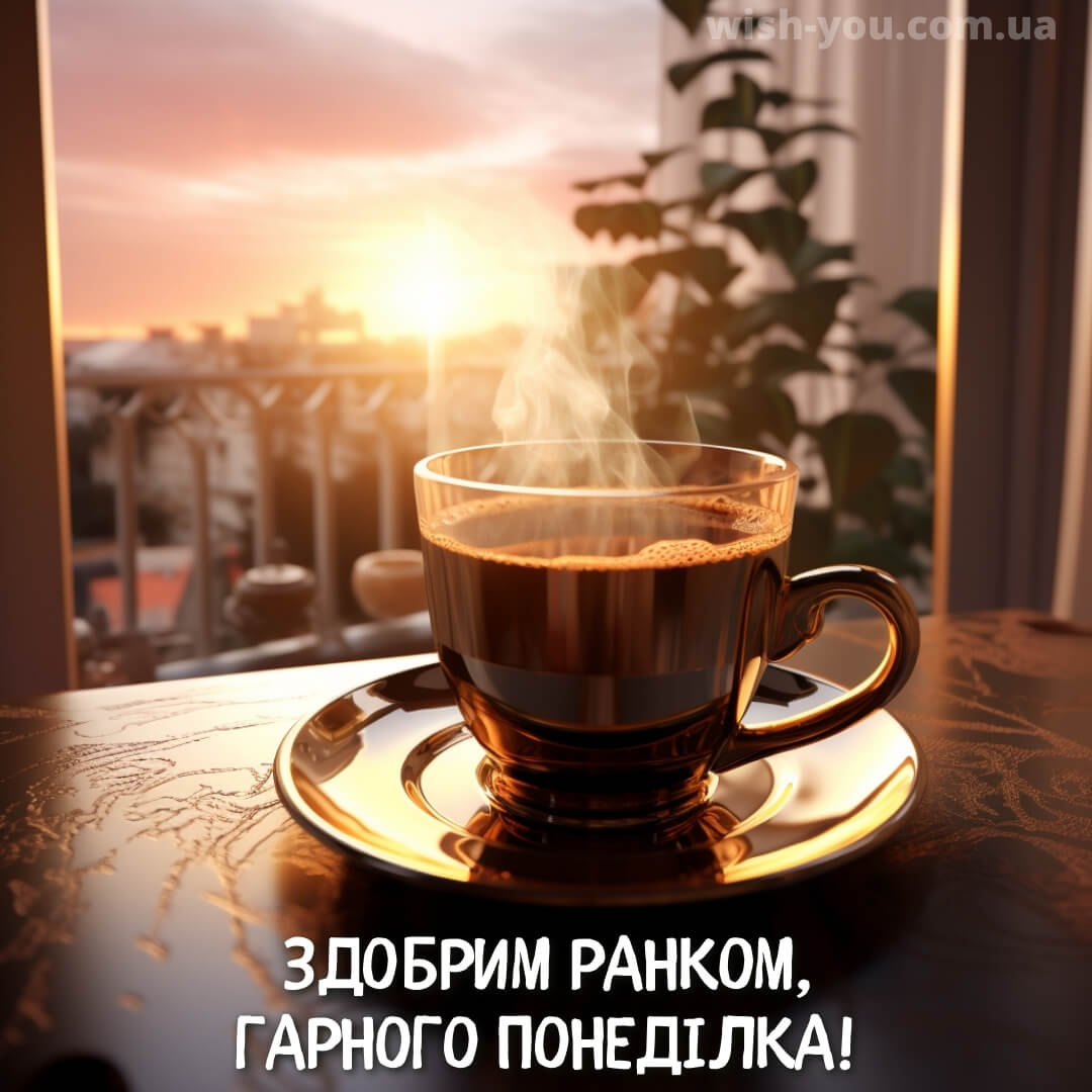Нова картинка доброго ранку понеділок кава 7