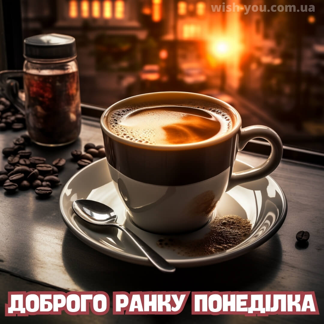 Нова картинка доброго ранку понеділок кава 8