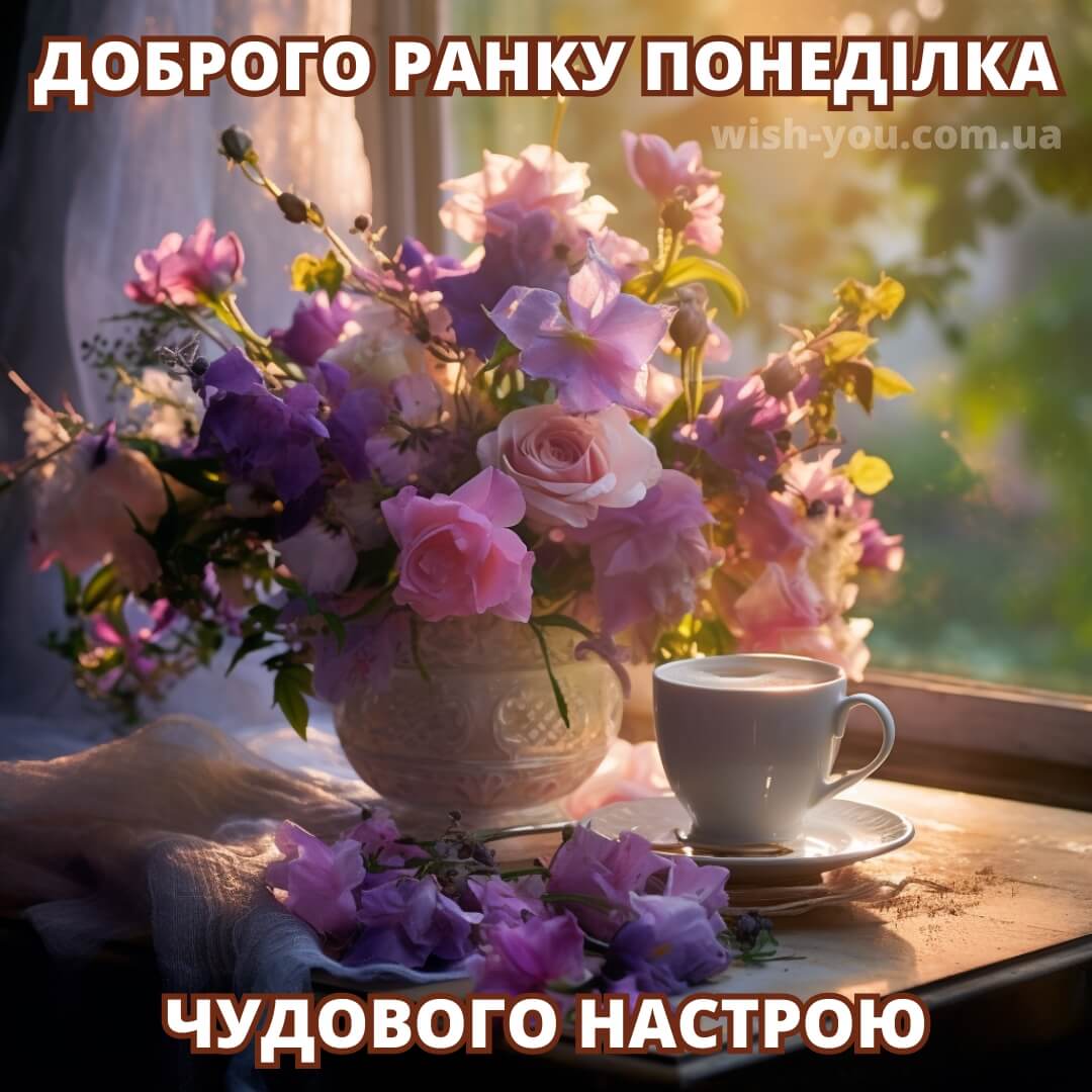 Нова листівка доброго ранку понеділок квіти 10
