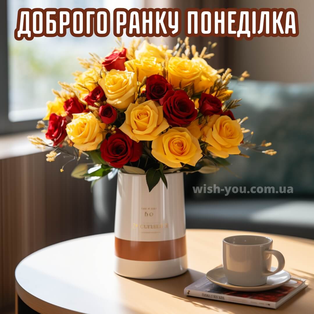 Нова листівка доброго ранку понеділок квіти 5