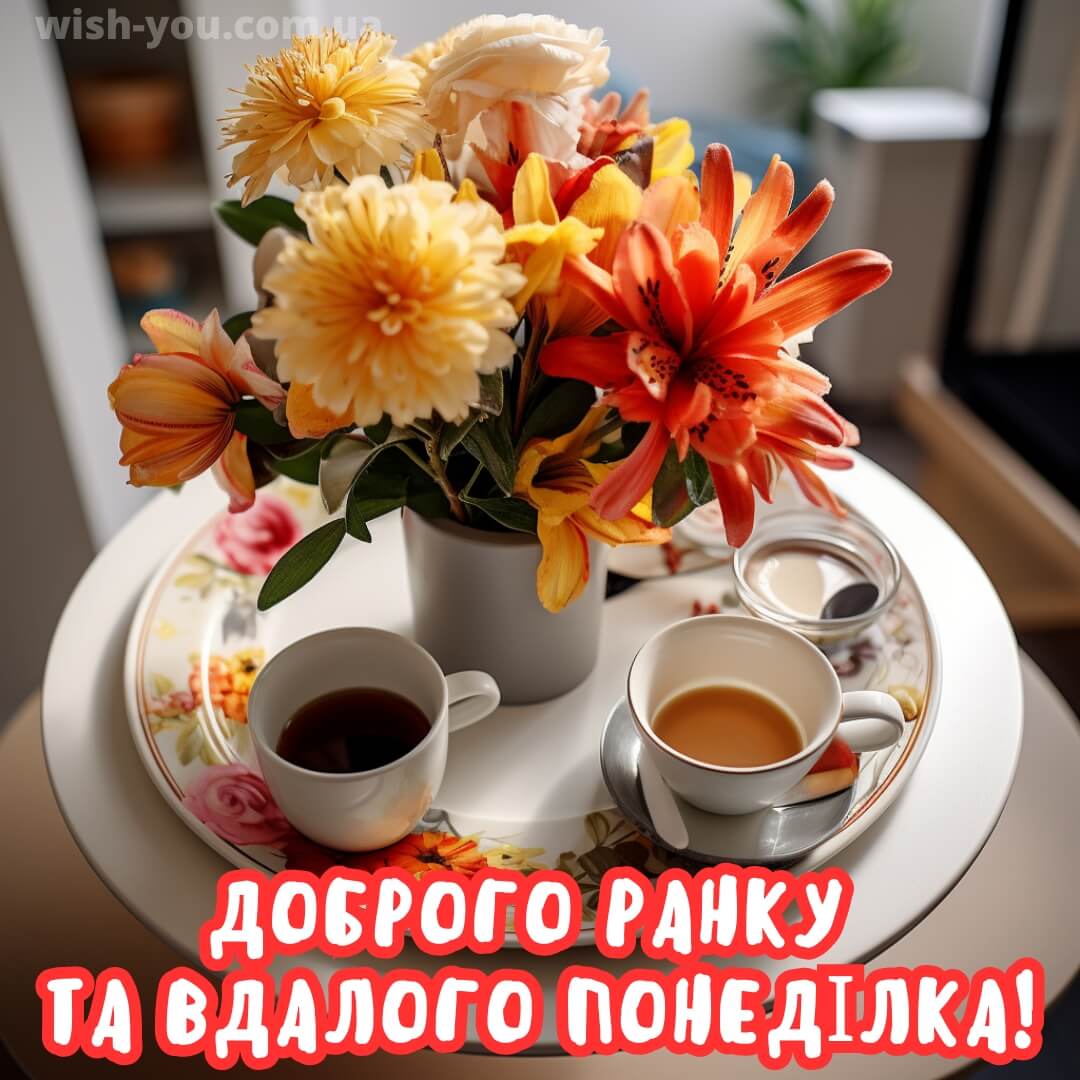 Нова листівка доброго ранку понеділок квіти 6