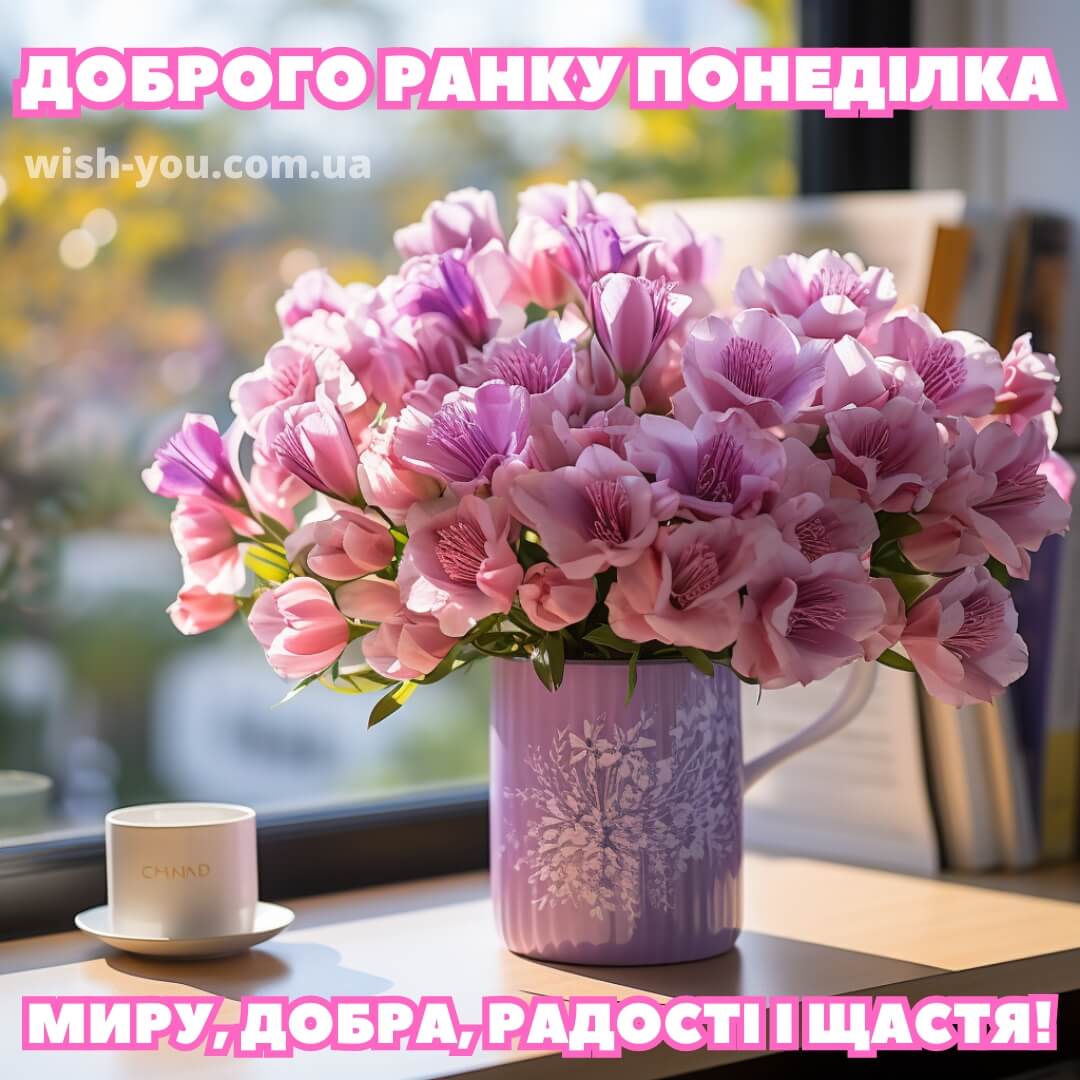 Нова листівка доброго ранку понеділок квіти 8