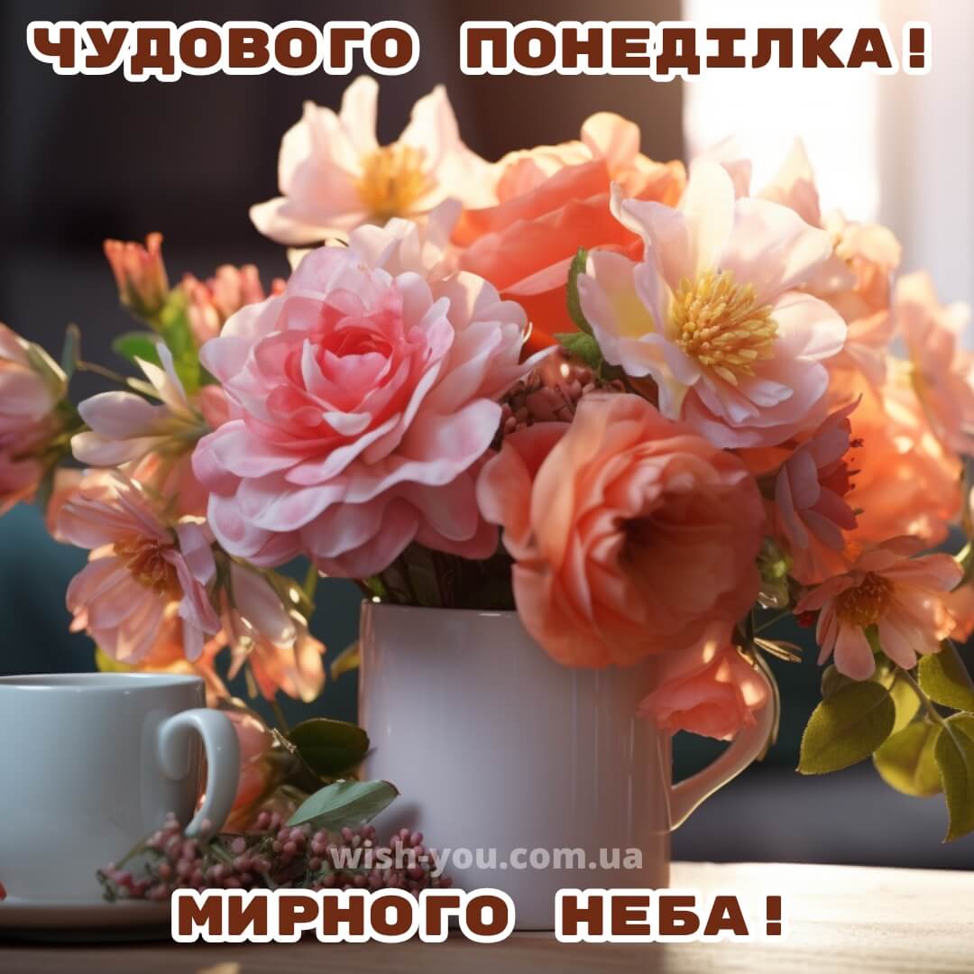 Нова листівка доброго ранку понеділок квіти 9