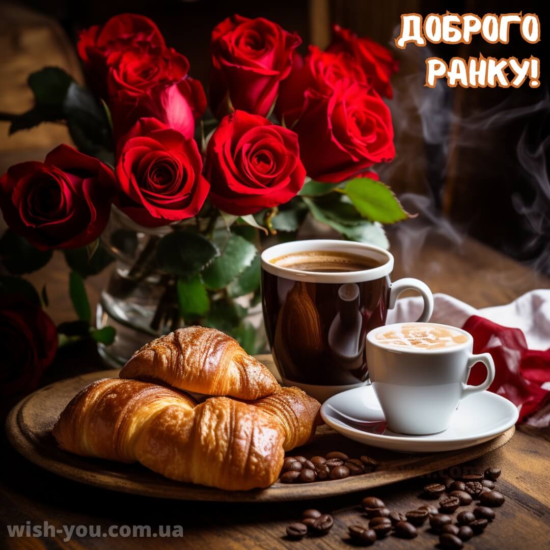 Нові листівки доброго ранку з кавою українською мовою