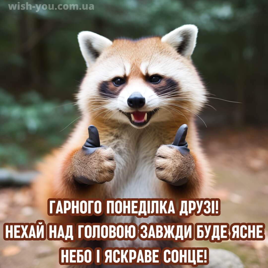Нові прикольні картинки вітання з понеділком українською мовою